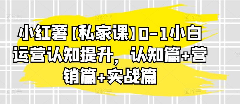 小红薯【私家课】0-1小白运营认知提升，认知篇+营销篇+实战篇-昀创网