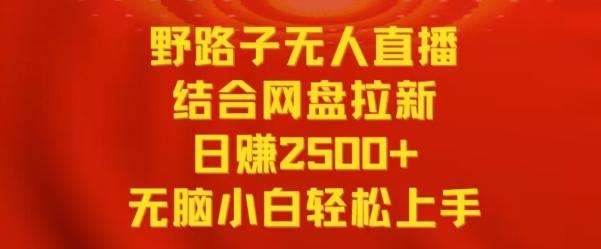 野路子无人直播结合网盘拉新，日赚2500+，小白无脑轻松上手【揭秘】-昀创网