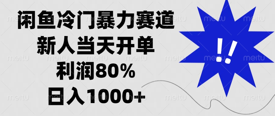 闲鱼冷门暴力赛道，新人当天开单，利润80%，日入1000+-昀创网