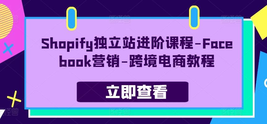 Shopify独立站进阶课程-Facebook营销-跨境电商教程-昀创网