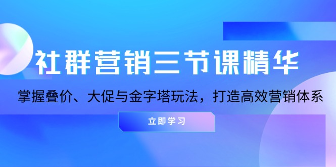 社群营销三节课精华：掌握叠价、大促与金字塔玩法，打造高效营销体系-昀创网