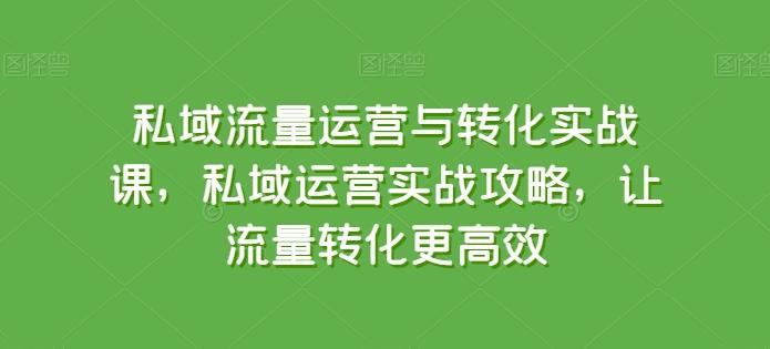 私域流量运营与转化实战课，私域运营实战攻略，让流量转化更高效-昀创网