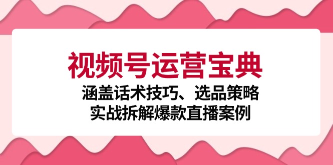 视频号运营宝典：涵盖话术技巧、选品策略、实战拆解爆款直播案例-昀创网