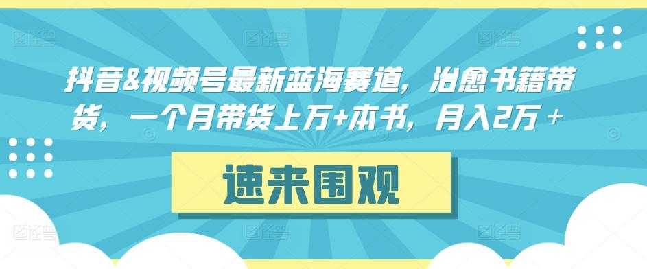 抖音&视频号最新蓝海赛道，治愈书籍带货，一个月带货上万+本书，月入2万＋【揭秘】-昀创网