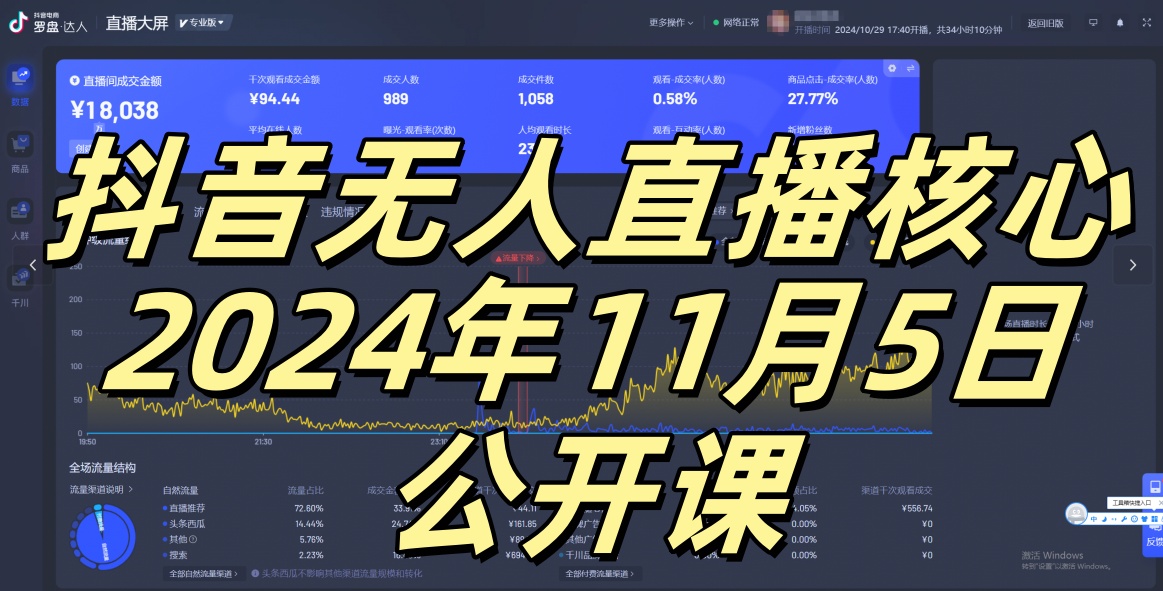 抖音无人直播核心公开课，咸鱼翻身小白可做带有睡后收入月入过万太简单【揭秘】-昀创网