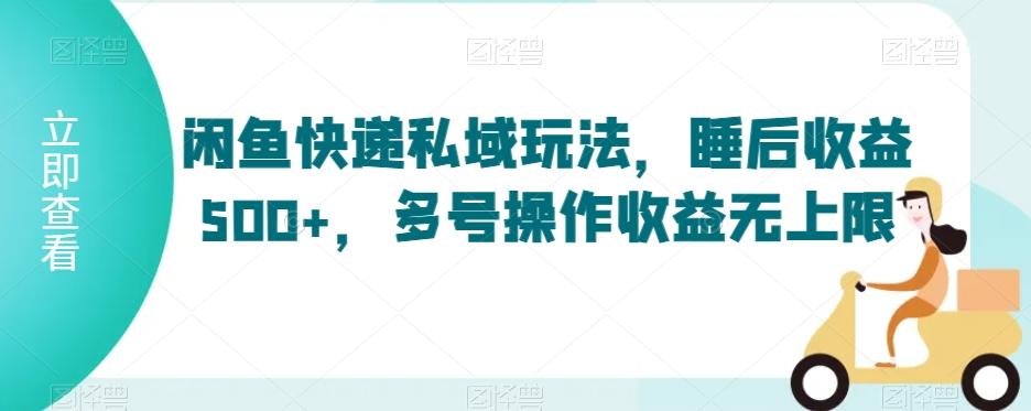 闲鱼快递私域玩法，睡后收益500+，多号操作收益无上限【揭秘】-昀创网