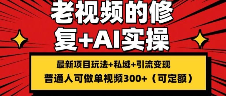 修复老视频的玩法，搬砖+引流的变现(可持久)，单条收益300+【揭秘】-昀创网