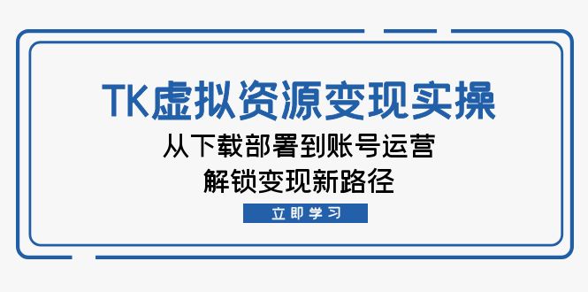 TK虚拟资料变现实操：从下载部署到账号运营，解锁变现新路径-昀创网