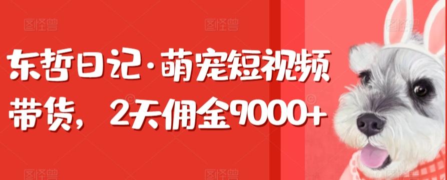 东哲日记·萌宠短视频带货，2天佣金9000+-昀创网