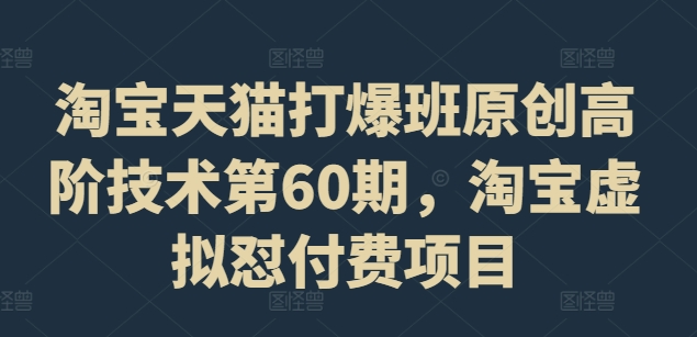 淘宝天猫打爆班原创高阶技术第60期，淘宝虚拟怼付费项目-昀创网