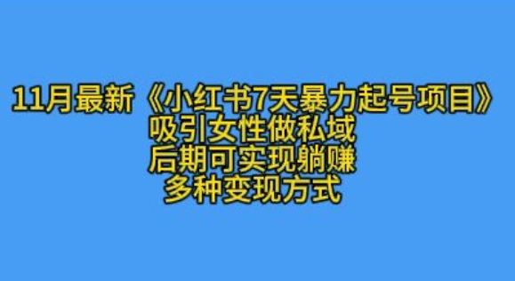 K总部落11月最新小红书7天暴力起号项目，吸引女性做私域【揭秘】-昀创网