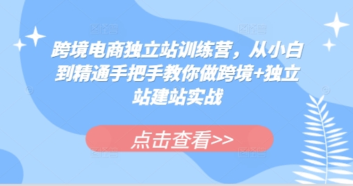 跨境电商独立站训练营，从小白到精通手把手教你做跨境+独立站建站实战-昀创网