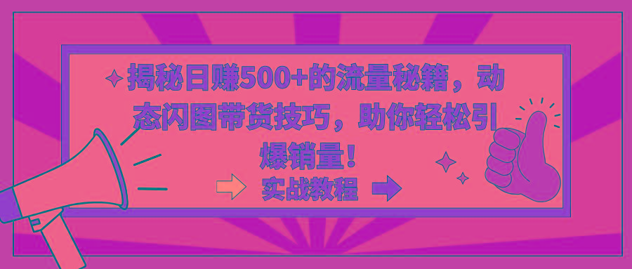 揭秘日赚500+的流量秘籍，动态闪图带货技巧，助你轻松引爆销量！-昀创网