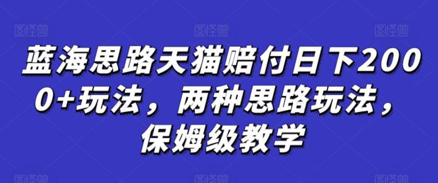 蓝海思路天猫赔付日下2000+玩法，两种思路玩法，保姆级教学【仅揭秘】-昀创网