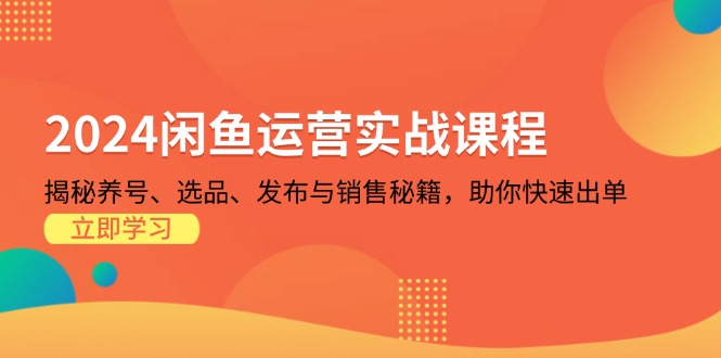 2024闲鱼运营实战课程：揭秘养号、选品、发布与销售秘籍，助你快速出单-昀创网