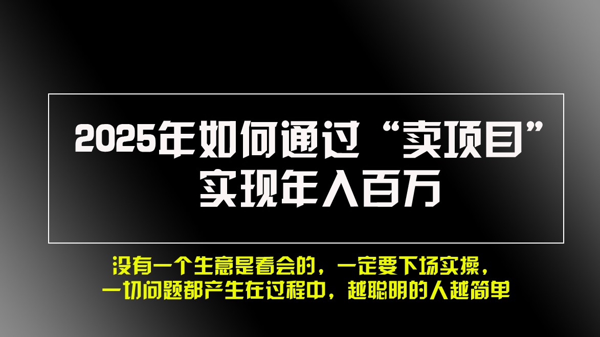 2025年如何通过“卖项目”实现年入百万-昀创网