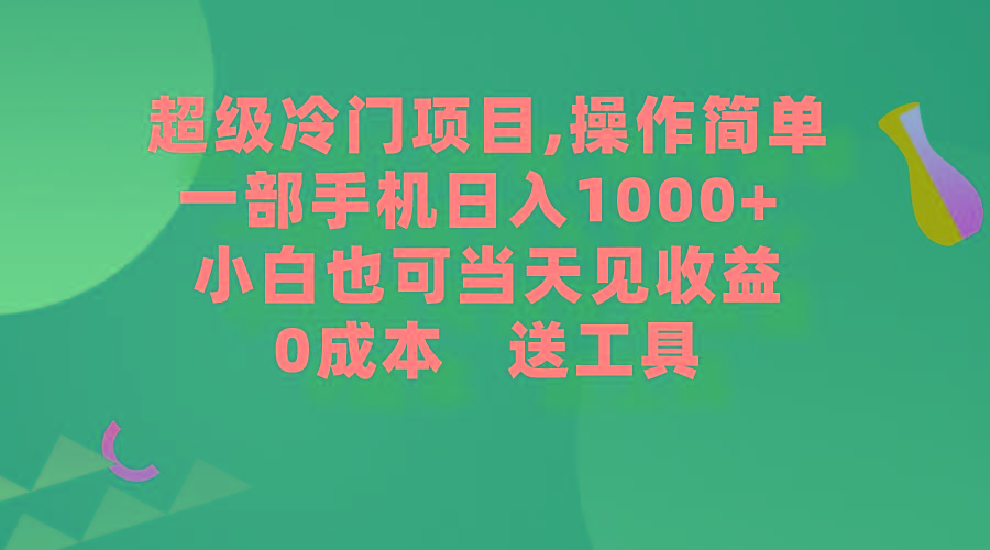 (9291期)超级冷门项目,操作简单，一部手机轻松日入1000+，小白也可当天看见收益-昀创网