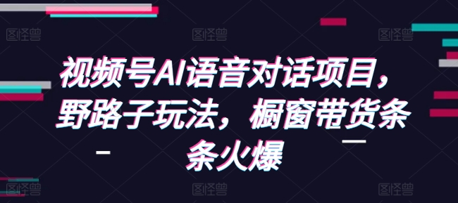 视频号AI语音对话项目，野路子玩法，橱窗带货条条火爆-昀创网