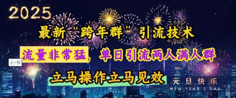 最新“跨年群”引流，流量非常猛，单日引流两人满人群，立马操作立马见效【揭秘】-昀创网