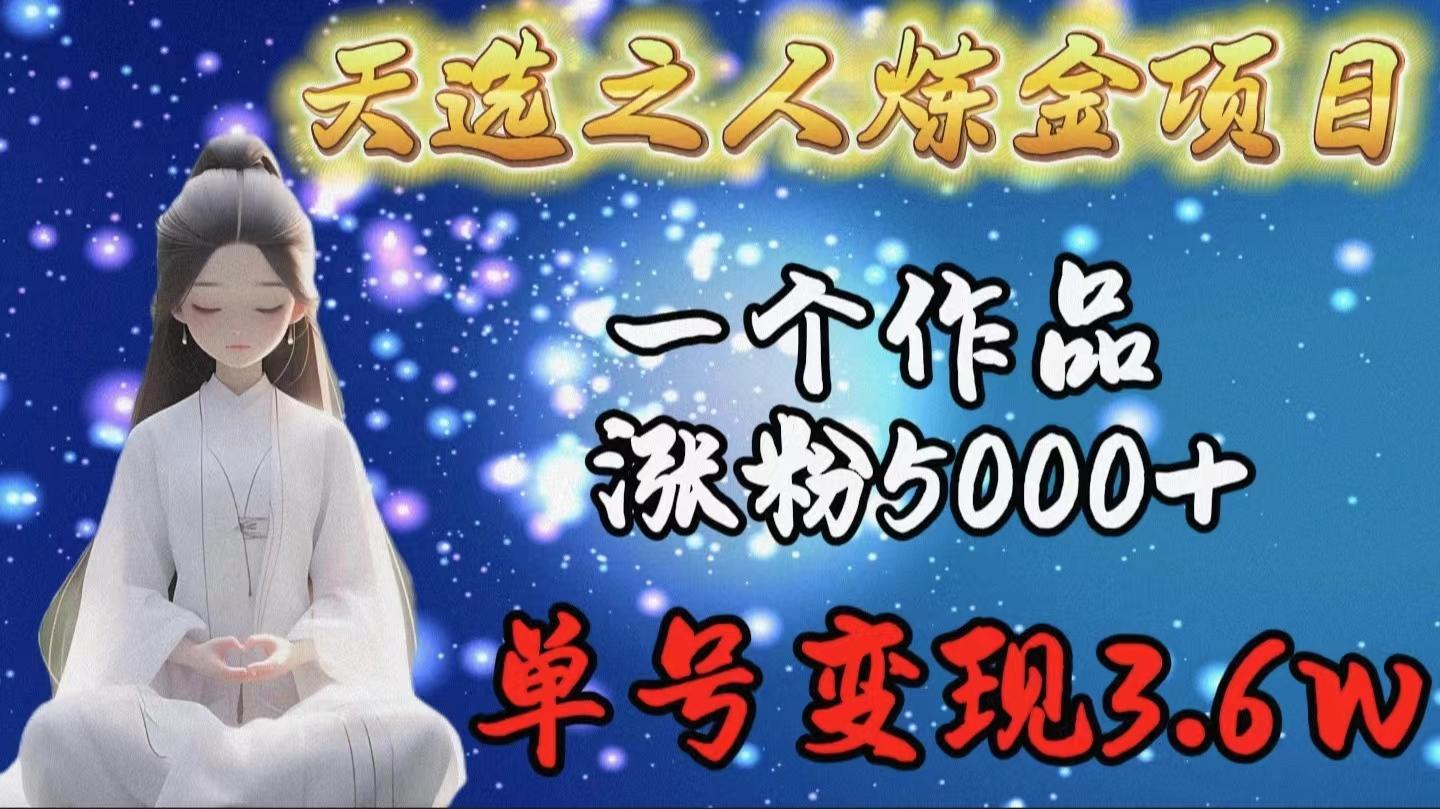 (9693期)天选之人炼金项目，一个作品涨粉5000+，单号变现3.6w-昀创网