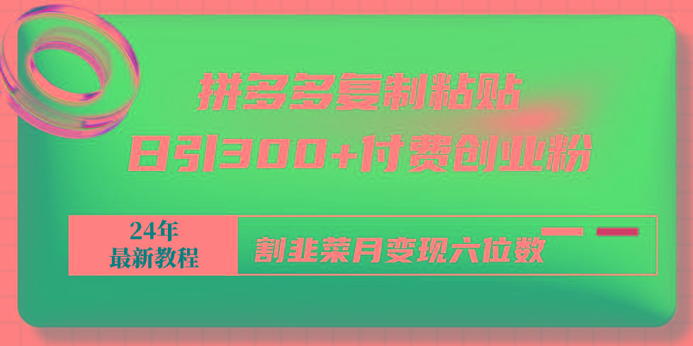 拼多多复制粘贴日引300+付费创业粉，割韭菜月变现六位数最新教程！-昀创网