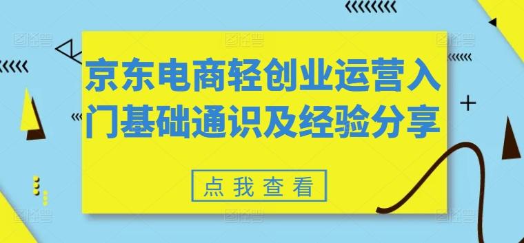 京东电商轻创业运营入门基础通识及经验分享-昀创网