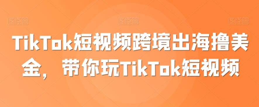 TikTok短视频跨境出海撸美金，带你玩TikTok短视频-昀创网