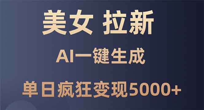 美女暴力拉新，通过AI一键生成，单日疯狂变现5000+，纯小白一学就会！-昀创网