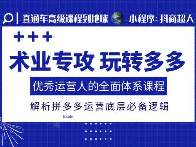 术业专攻玩转多多，优秀运营人的全面体系课程，解析拼多多运营底层必备逻辑-昀创网