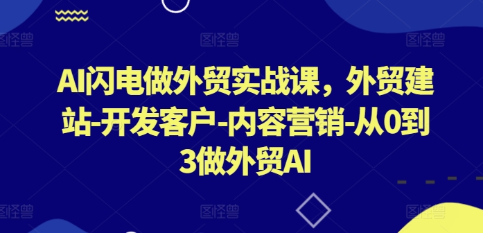 AI闪电做外贸实战课，​外贸建站-开发客户-内容营销-从0到3做外贸AI(更新)-昀创网