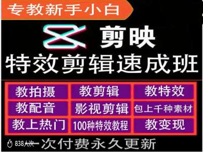 剪映特效教程和运营变现教程，特效剪辑速成班，专教新手小白-昀创网