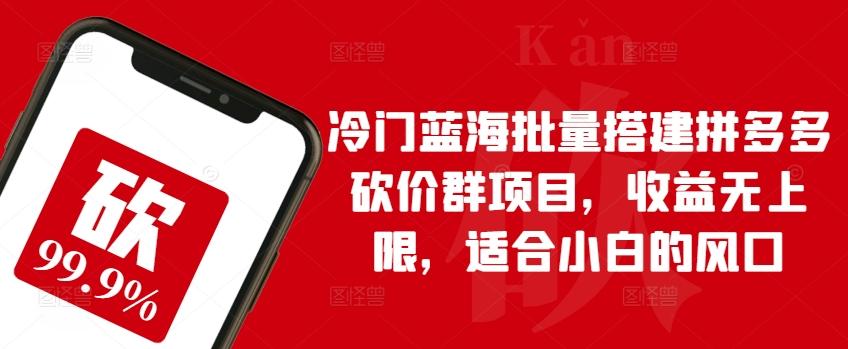 冷门蓝海批量搭建拼多多砍价群项目，收益无上限，适合小白的风口【揭秘】-昀创网