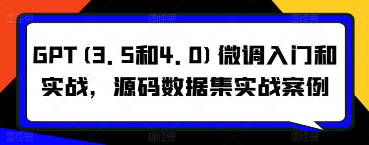 GPT(3.5和4.0)微调入门和实战，源码数据集实战案例-昀创网