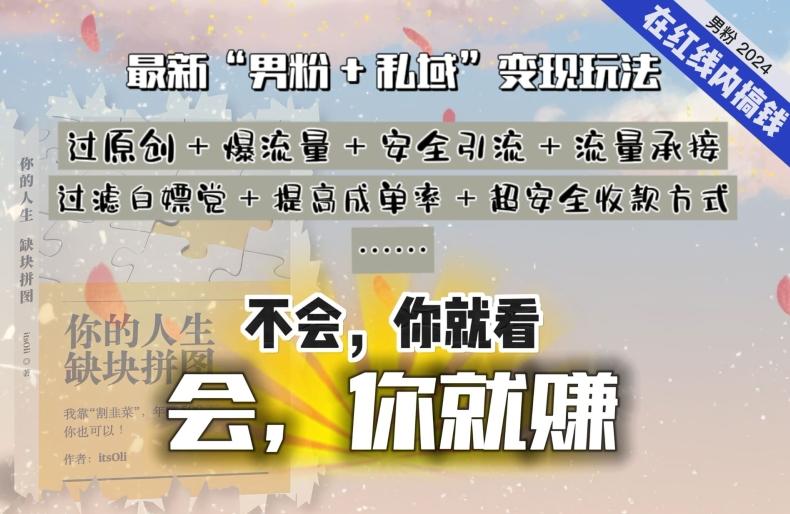 2024，“男粉+私域”还是最耐造、最赚、最轻松、最愉快的变现方式【揭秘】-昀创网