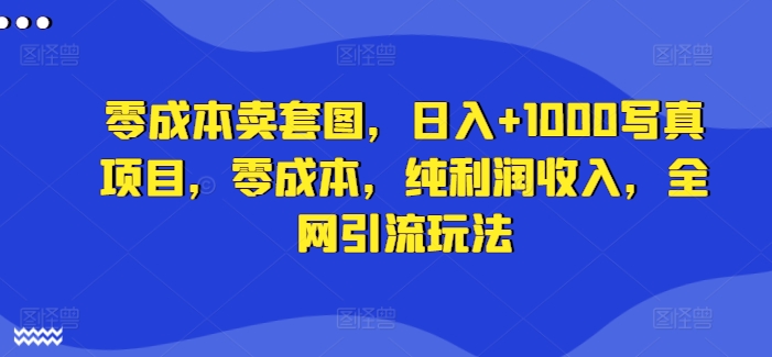 零成本卖套图，日入+1000写真项目，零成本，纯利润收入，全网引流玩法-昀创网