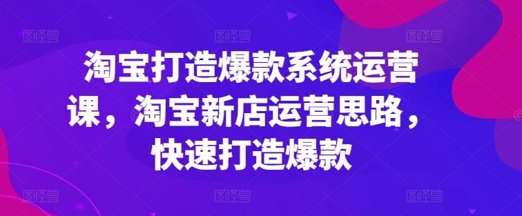 淘宝打造爆款系统运营课，淘宝新店运营思路，快速打造爆款-昀创网