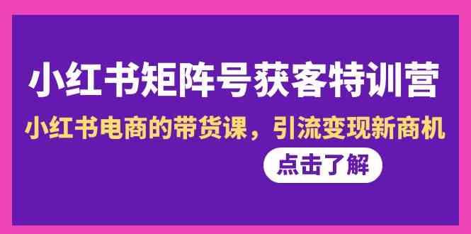 小红书矩阵号获客特训营-第10期，小红书电商的带货课，引流变现新商机-昀创网