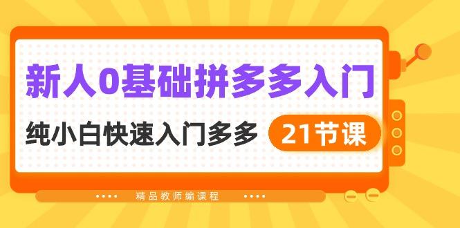 新人0基础拼多多入门，​纯小白快速入门多多(21节课-昀创网