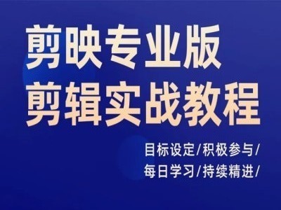 剪映专业版剪辑实战教程，目标设定/积极参与/每日学习/持续精进-昀创网