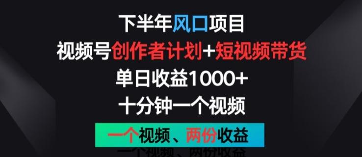 下半年风口项目，视频号创作者计划+视频带货，一个视频两份收益，十分钟一个视频【揭秘】-昀创网