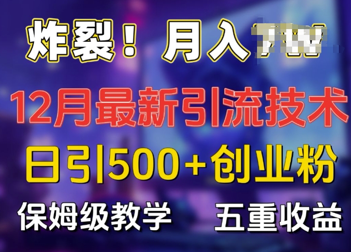 炸裂!揭秘12月最新日引流500+精准创业粉，多重收益保姆级教学-昀创网