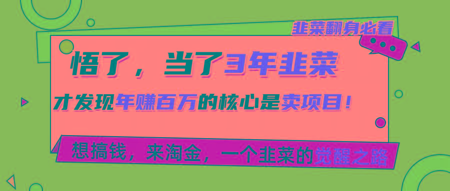 悟了，当了3年韭菜，才发现网赚圈年赚100万的核心是卖项目，含泪分享！-昀创网