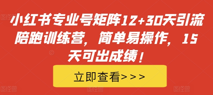 小红书专业号矩阵12+30天引流陪跑训练营，简单易操作，15天可出成绩!-昀创网