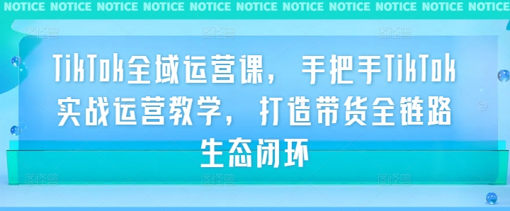 TikTok全域运营课，手把手TikTok实战运营教学，打造带货全链路生态闭环-昀创网