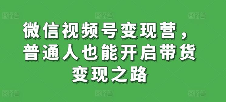 微信视频号变现营，普通人也能开启带货变现之路-昀创网