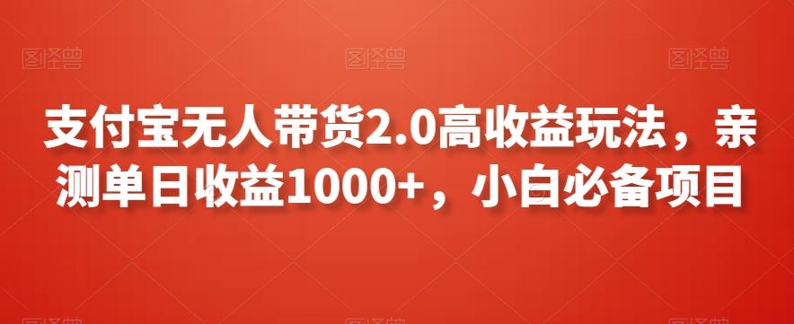 支付宝无人带货2.0高收益玩法，亲测单日收益1000+，小白必备项目【揭秘】-昀创网