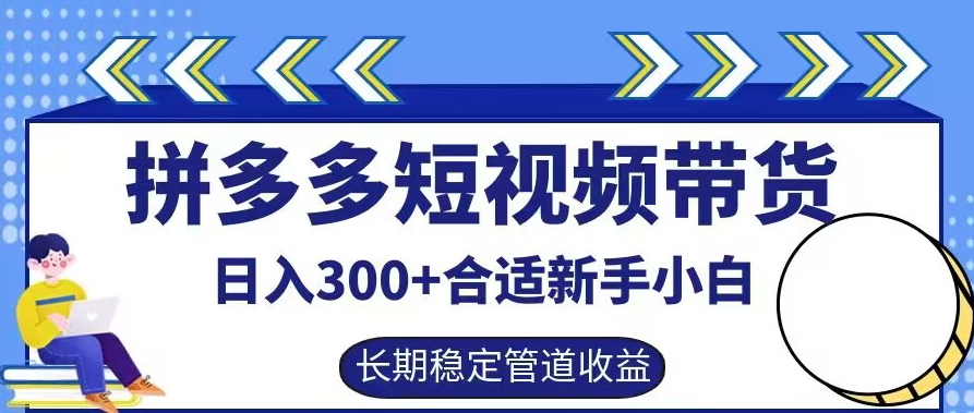 拼多多短视频带货日入300+有长期稳定被动收益，合适新手小白【揭秘】-昀创网