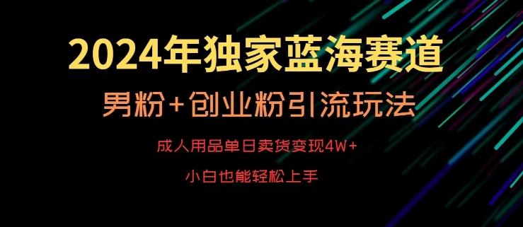 2024年独家蓝海赛道，成人用品单日卖货变现4W+，男粉+创业粉引流玩法，不愁搞不到流量【揭秘】-昀创网