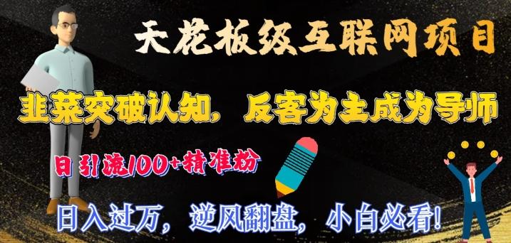 天花板级互联网项目，韭菜突破认知，反客为主成为导师，日引流100+精准粉-昀创网