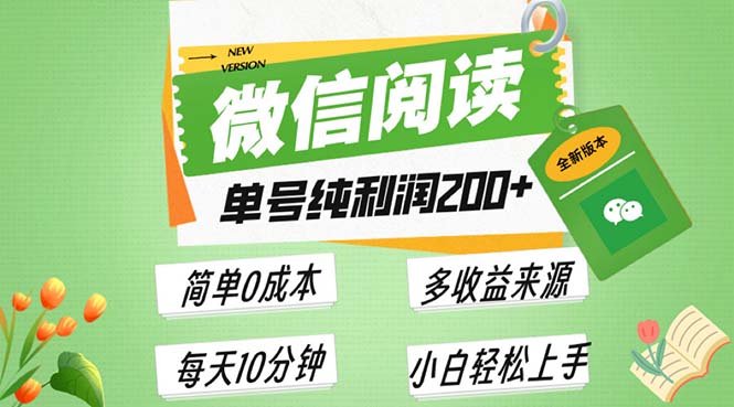 最新微信阅读6.0，每日5分钟，单号利润200+，可批量放大操作，简单0成本-昀创网